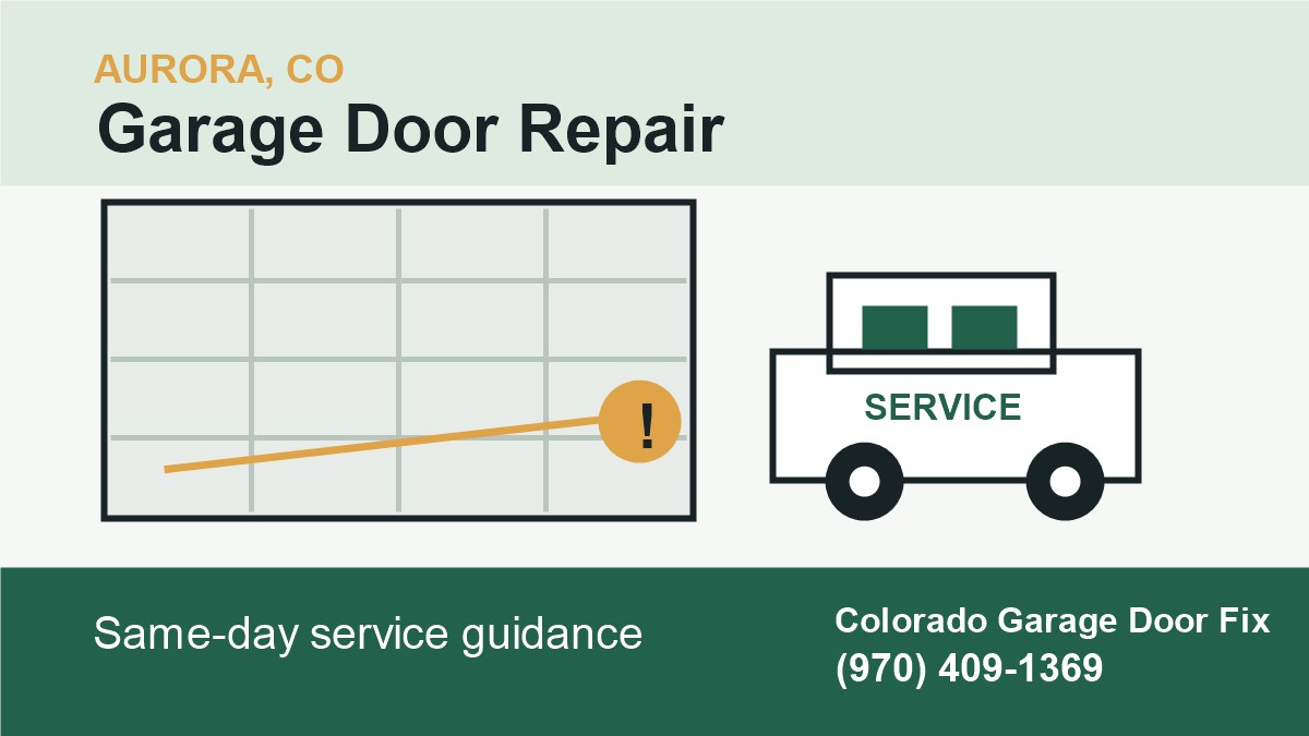 Garage door repair service call in Aurora, Colorado