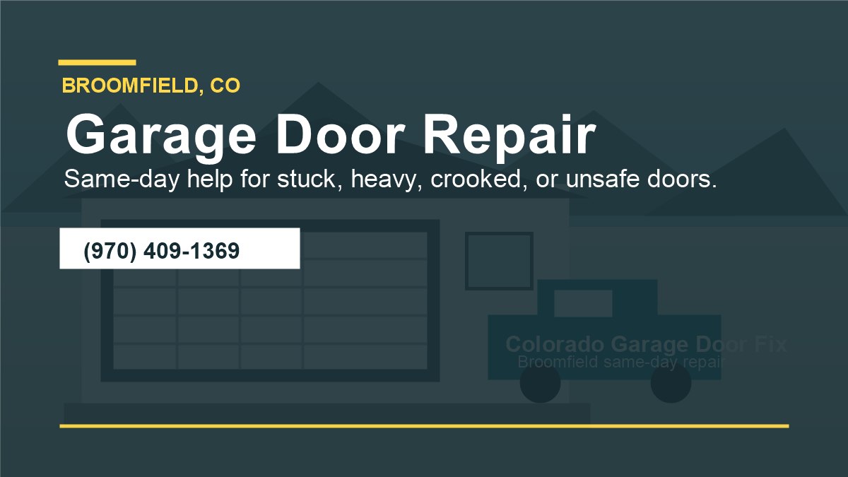 Garage door technician inspecting a residential door in Broomfield, Colorado