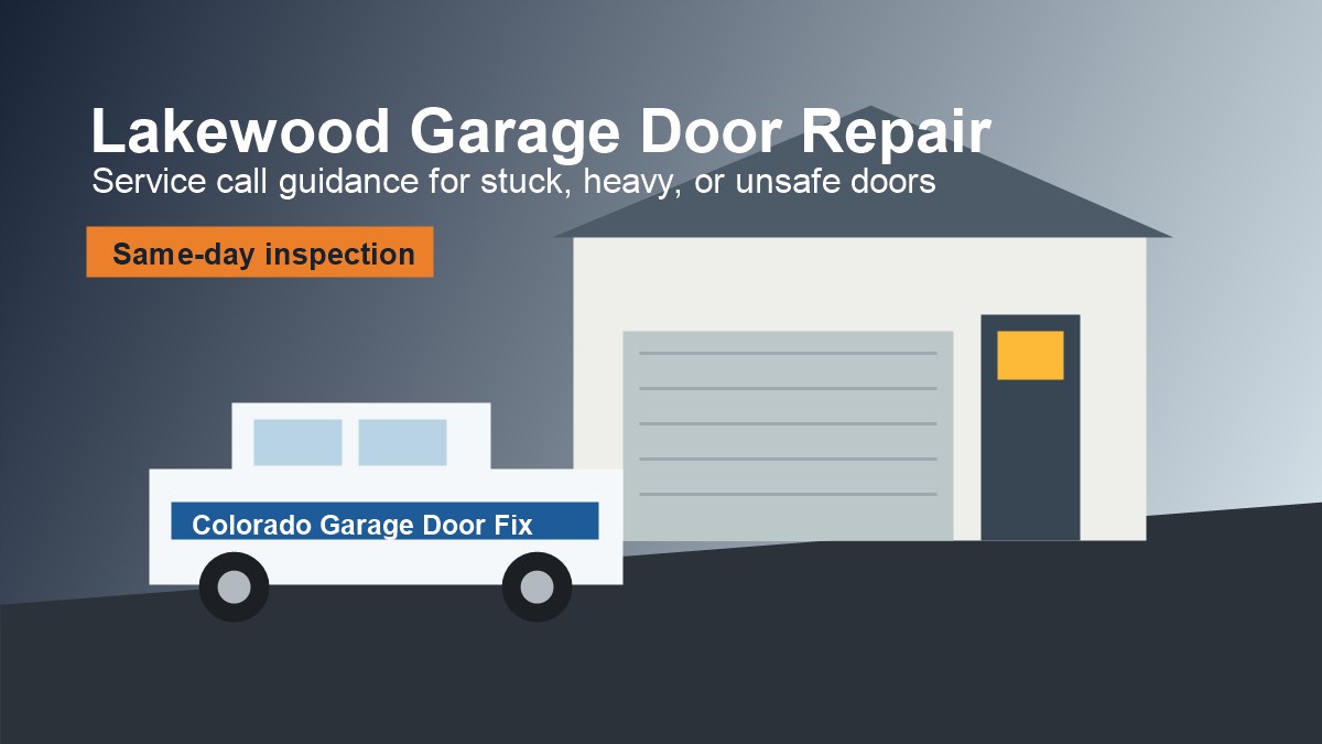 Garage door repair service call in Lakewood, Colorado