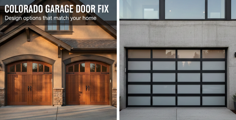 Custom garage door design options with window layouts and panel styles