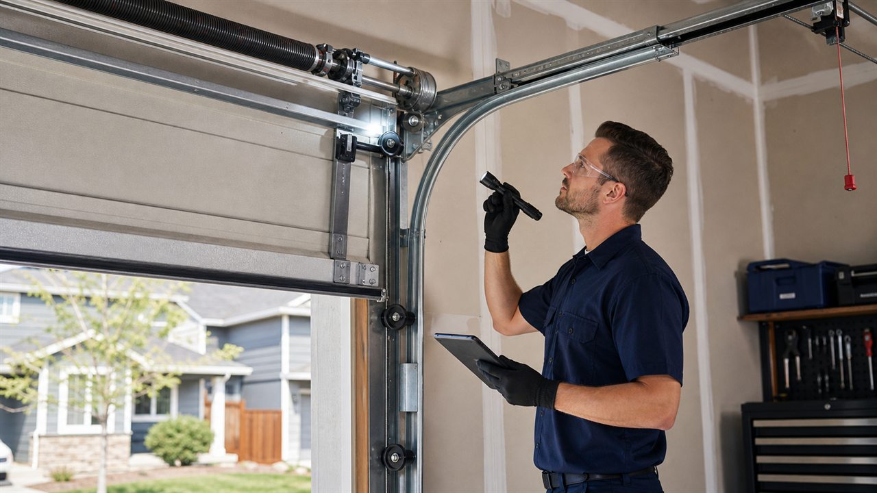 Spring cable and track garage door inspection